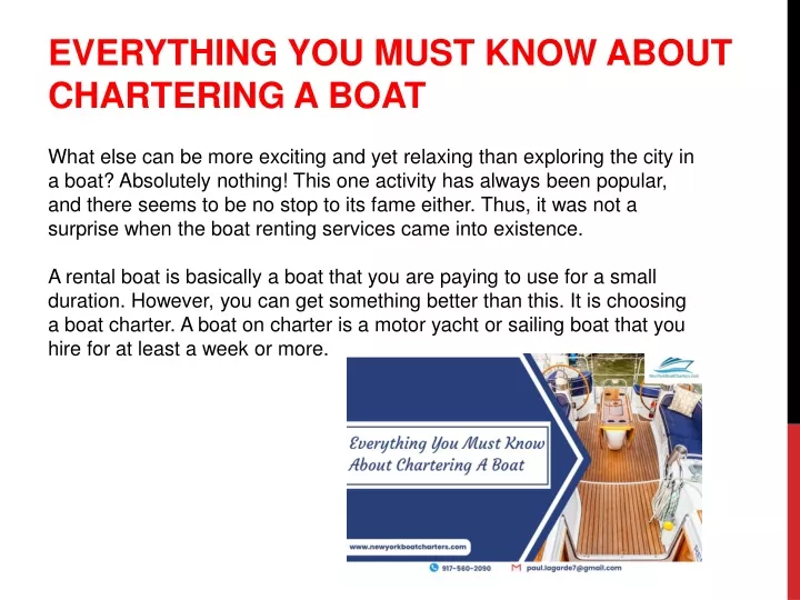 everything you must know about chartering a boat