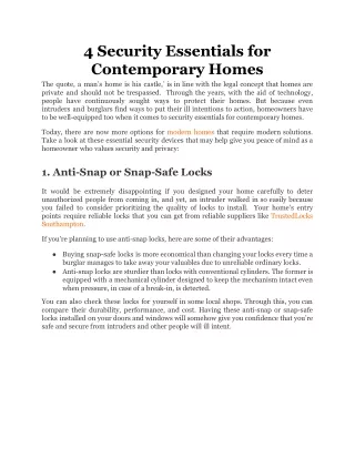 4 security essentials for contemporary homes