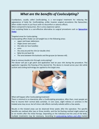 What are the benefits of Coolsculpting