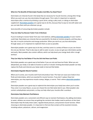 what are the benefits of electrolyte powders