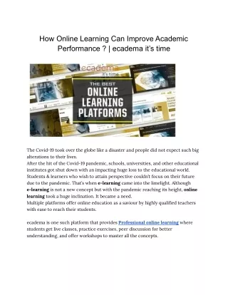 how online learning can improve academic