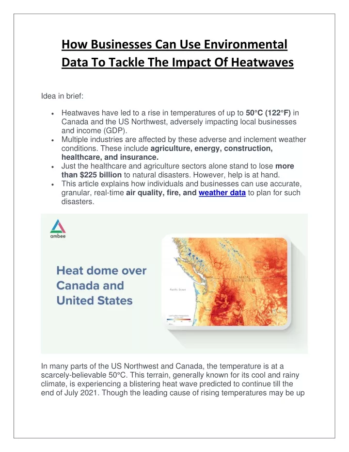 how businesses can use environmental data