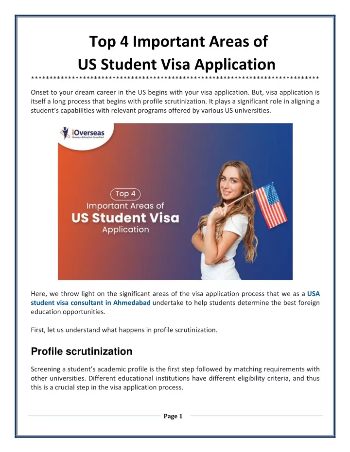 top 4 important areas of us student visa