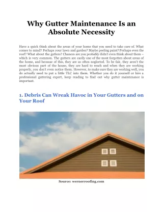 why gutter maintenance is an absolute necessity
