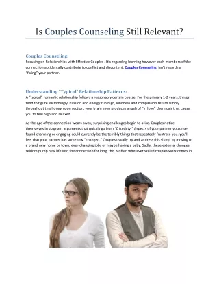 Is Couples Counseling Still Relevant