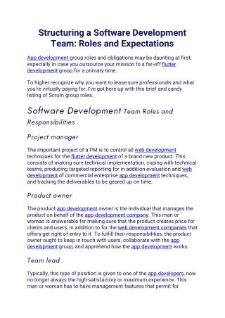 structuring a software development team roles