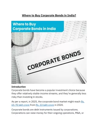 Where to Buy Corporate Bonds in India