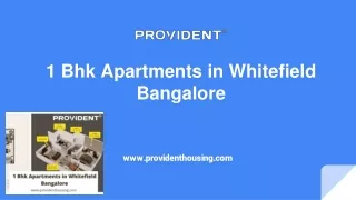 Provident Capella-1 Bhk Apartments in Whitefield Bangalore
