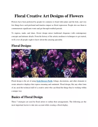 Floral Creative Art Designs Of Flowers