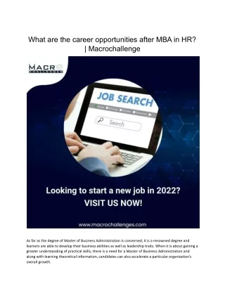 what are the career opportunities after