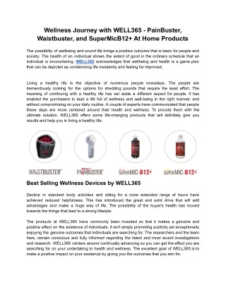Wellness Journey with WELL365 - PainBuster, Waistbuster, and SuperMicB12  At Home Products