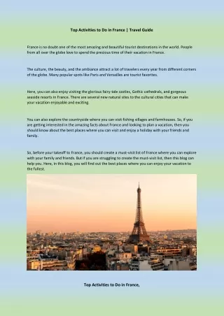 top activities to do in france travel guide