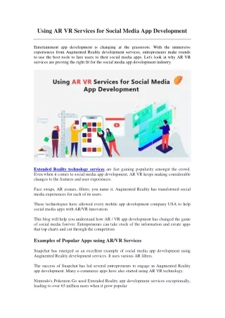 using ar vr services for social media