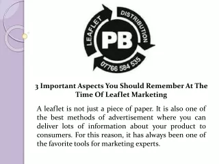 3 Important Aspects You Should Remember At The Time Of Leaflet Marketing
