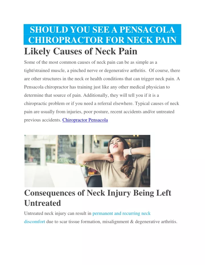 should you see a pensacola chiropractor for neck