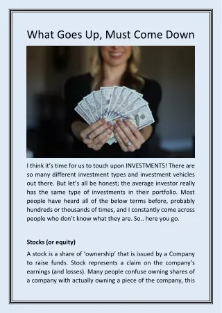 What Goes Up, Must Come Down - Veronicakaras.com