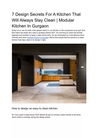 7 Design Secrets For A Kitchen That Will Always Stay Clean | Modular Kitchen In