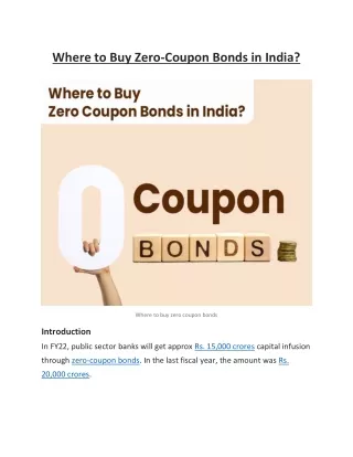 Where to Buy Zero-Coupon Bonds in India