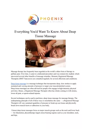 Everything You'd Want To Know About Deep Tissue Massage