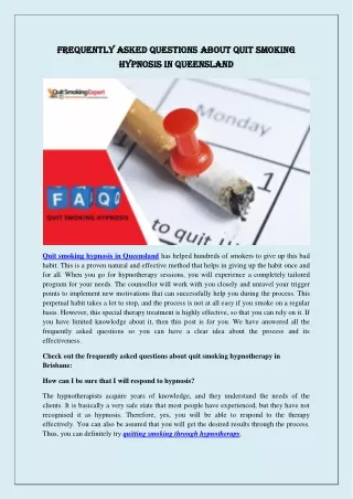 Frequently Asked Questions about Quit Smoking Hypnosis in Queensland