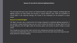 reasons to use led as industrial lighting
