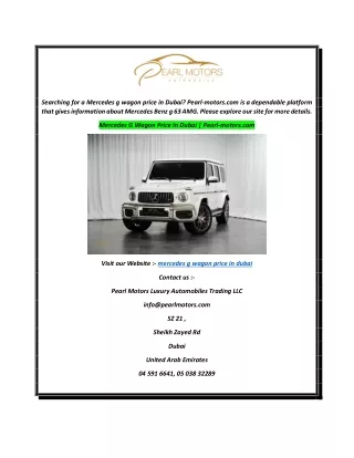 Mercedes G Wagon Price In Dubai  Pearl-motors.com
