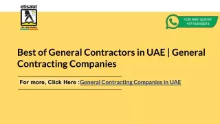 Best of General Contractors in UAE | General Contracting Companies