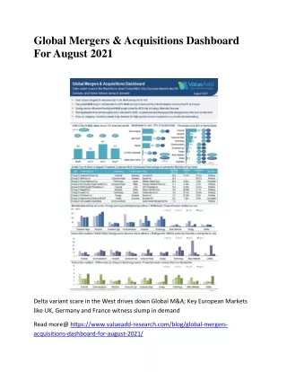 Global Mergers & Acquisitions Dashboard For August 2021