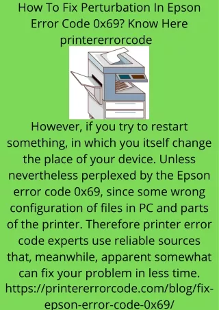 How To Fix Perturbation In Epson Error Code 0x69 Know Here