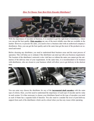 how to choose your best elcis encoder distributor