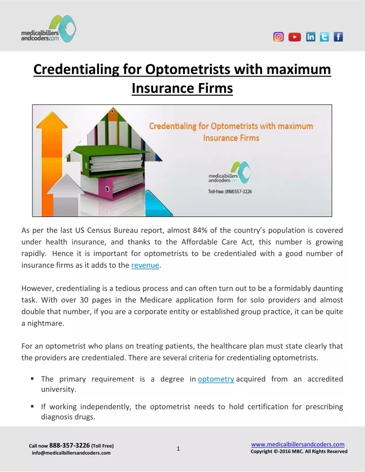 credentialing for optometrists with maximum