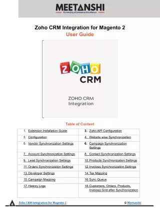 zoho crm integration for magento 2 user guide