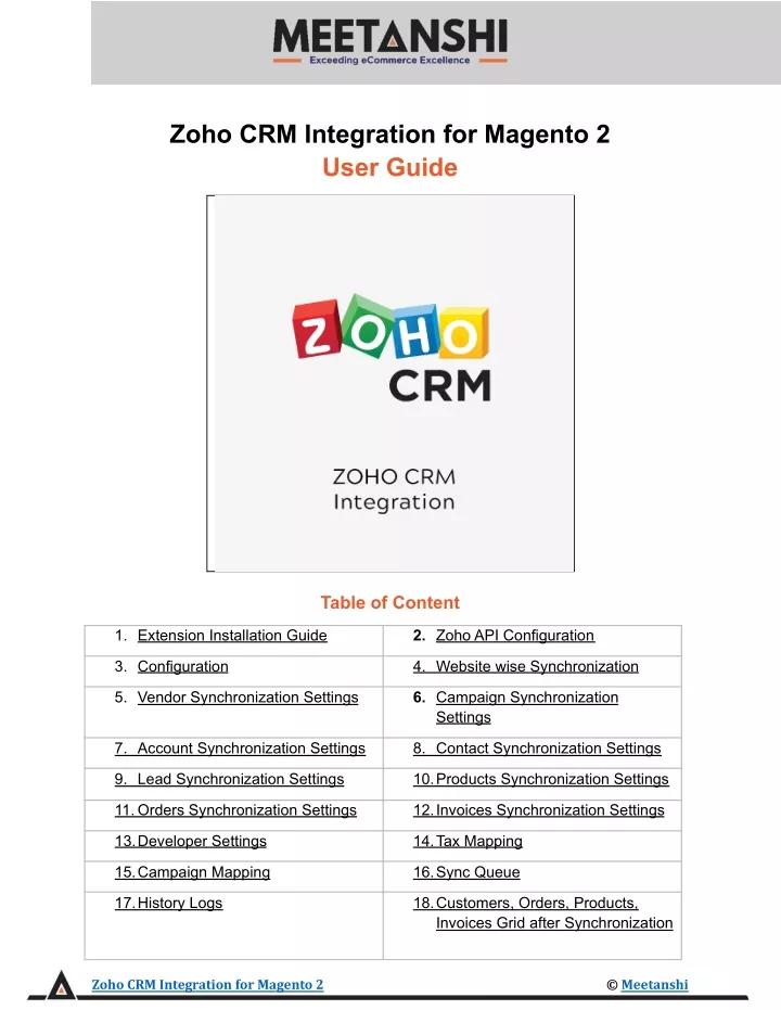 zoho crm integration for magento 2 user guide