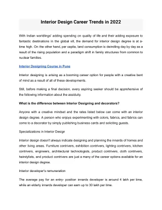 Interior Design Career Trends in 2022