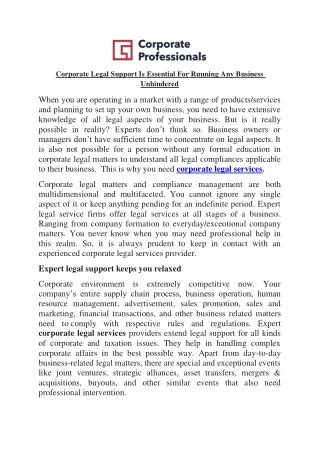 corporate legal support is essential for running