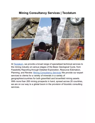 mining consultancy services tecdatum
