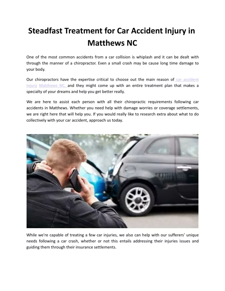 steadfast treatment for car accident injury in matthews nc