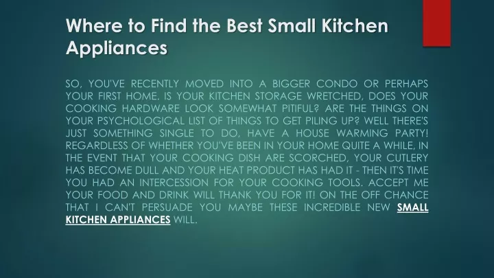 where to find the best small kitchen appliances