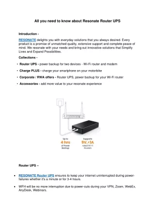 All you need to know about Resonate Router UPS