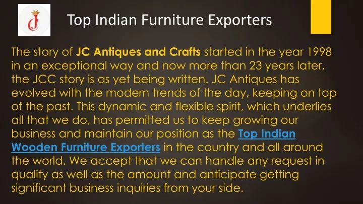 top indian furniture exporters