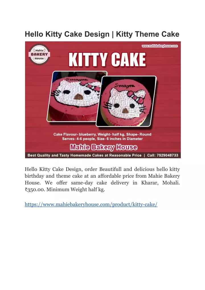 hello kitty cake design kitty theme cake