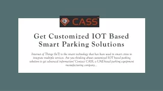 get customized iot based smart parking solutions