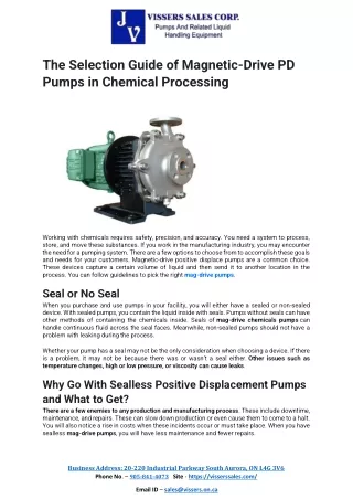 the selection guide of magnetic drive pd pumps