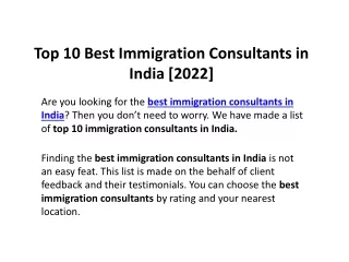 Top 10 Best Immigration Consultants in India [2022]