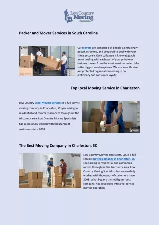 The Best Moving Company In Charleston, SC