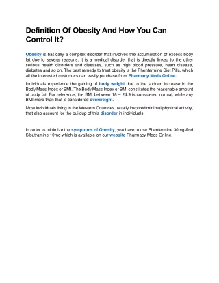 definition of obesity and how you can control it