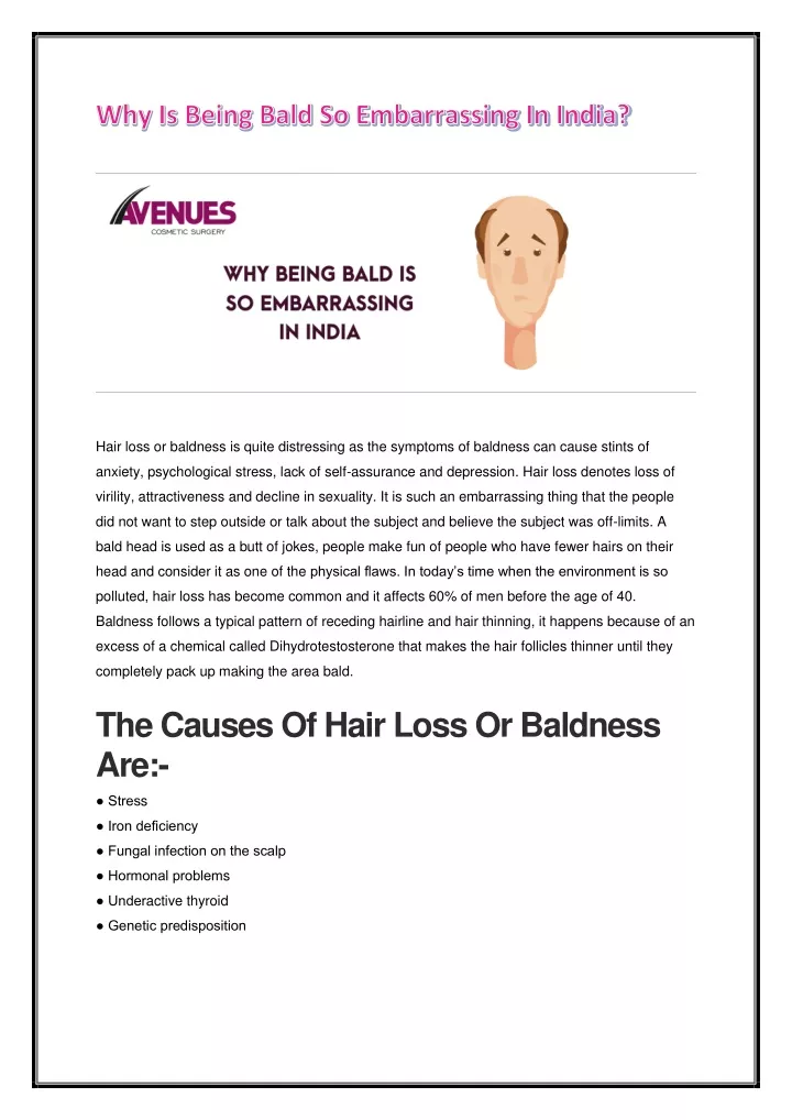 hair loss or baldness is quite distressing