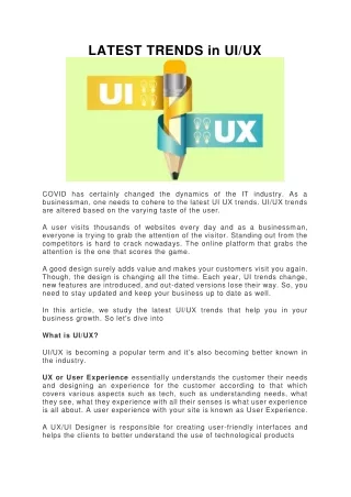 LATEST TRENDS in UI UX
