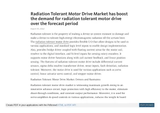 radiation tolerant motor drive market has boost