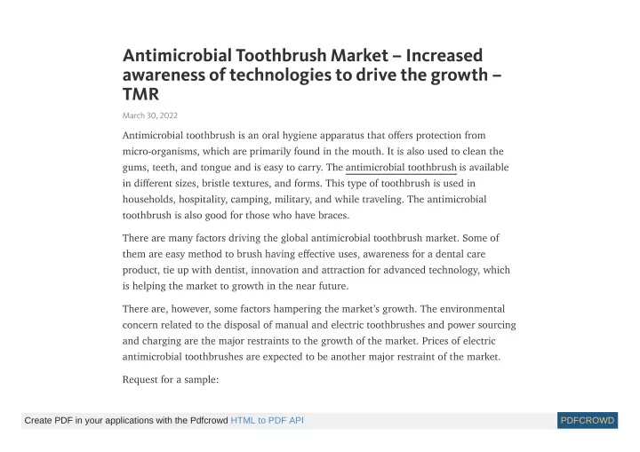 antimicrobial toothbrush market increased